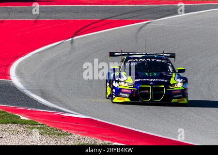 30. September 2023; Circuit of Catalunya, Barcelona, Katalonien, Spanien; 2023 Fanatec GT World Challenge Europe, Tag 2: Augusto Farfus, Maxime Martin, Valentino Rossi vom Team WRT Stockfoto