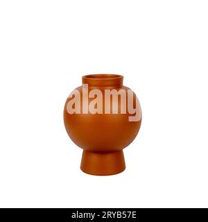 Dekorative Keramikvase im trendigen Design isoliert auf weißem Hintergrund Stockfoto