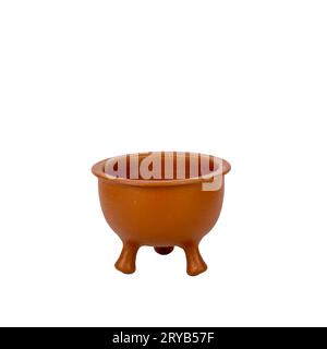 Dekorative Keramikvase im trendigen Design isoliert auf weißem Hintergrund Stockfoto