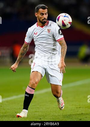 Barcelona, Spanien. September 2023 29. Suso von Sevilla FC während des La Liga EA Sports-Spiels zwischen dem FC Barcelona und Sevilla FC spielte am 29. September 2023 im Lluis Companys Stadium in Barcelona, Spanien. (Foto: Sergio Ruiz/PRESSINPHOTO) Credit: PRESSINPHOTO SPORTS AGENCY/Alamy Live News Stockfoto