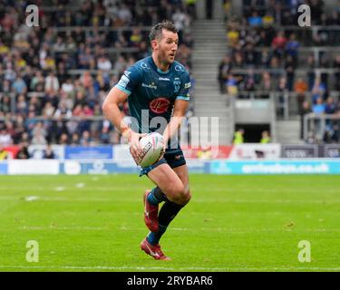 St. Helens, Großbritannien. September 2023 30. Stefan Ratchford #4 der Warrington Wolves während des Betfred Super League Eliminator Matches St Helens vs Warrington Wolves im Totally Wicked Stadium, St Helens, Großbritannien, 30. September 2023 (Foto: Steve Flynn/News Images) in St Helens, Großbritannien am 30. September 2023. (Foto von Steve Flynn/News Images/SIPA USA) Credit: SIPA USA/Alamy Live News Stockfoto