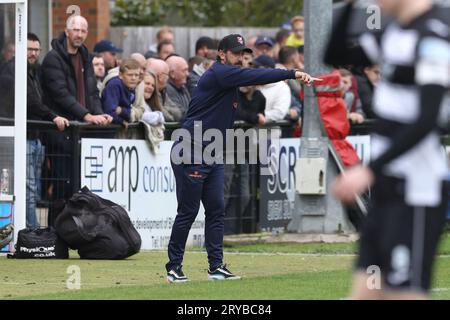 Scarborough Manager Jonathan Greening während des dritten Qualifikationsrunden-Spiels des FA Cup zwischen Darlington und Scarborough Athletic in Blackwell Meadows, Darlington am Samstag, den 30. September 2023. (Foto: Robert Smith | MI News) Credit: MI News & Sport /Alamy Live News Stockfoto