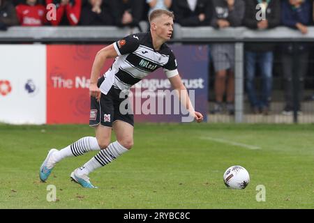 Jack Hannah aus Darlington während des dritten Qualifikationsrunden-Spiels des FA Cup zwischen Darlington und Scarborough Athletic in Blackwell Meadows, Darlington am Samstag, den 30. September 2023. (Foto: Robert Smith | MI News) Credit: MI News & Sport /Alamy Live News Stockfoto