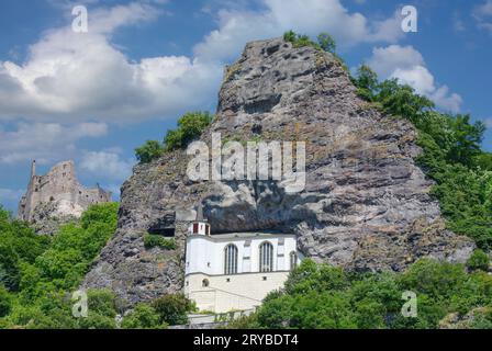 Berühmte mittelalterliche Felsenkirche in Idar-Oberstein, Rheinland-Pfalz, Deutschland Stockfoto