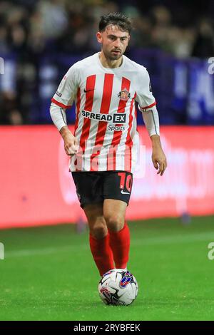 Sheffield, Großbritannien. September 2023 29. Sunderland Mittelfeldspieler Patrick Roberts (10) während des Sheffield Wednesday FC gegen Sunderland AFC SKY BET EFL Championship Matches im Hillsborough Stadium, Sheffield, Großbritannien am 29. September 2023 Credit: Every Second Media/Alamy Live News Stockfoto