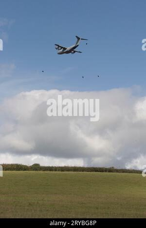 Atlas A400M Flugzeug im Flug Stockfoto