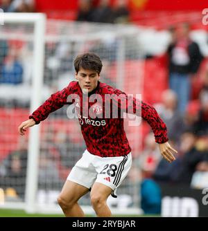 Old Trafford, Manchester, Großbritannien. September 2023 30. Premier League Football, Manchester United versus Crystal Palace; Facundo Pellistri von Manchester United während der Aufwärmphase Credit: Action Plus Sports/Alamy Live News Stockfoto