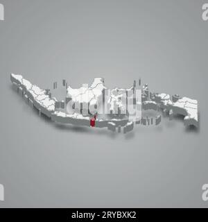 Bali Provinz Lage Indonesien 3D isometrische Karte Stock Vektor