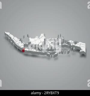 Banten Provinz Lage Indonesien 3D isometrische Karte Stock Vektor