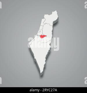 Lage des Jerusalemer Bezirks innerhalb der Israel 3D-isometrischen Karte Stock Vektor