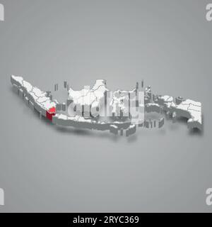 Lampung Provinz Lage Indonesien 3d isometrische Karte Stock Vektor