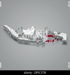 Maluku Provinz Lage Indonesien 3D isometrische Karte Stock Vektor