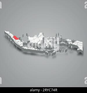 Lage der Provinz Riau Indonesien 3D isometrische Karte Stock Vektor