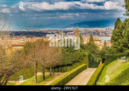 Atemberaubende Aussicht auf die Paläste und Kirchen von Florenz Stockfoto