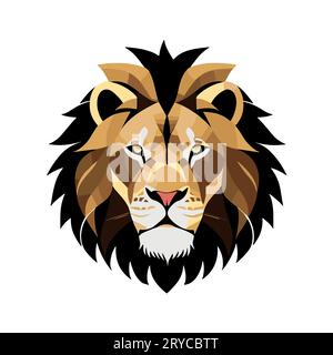 Vektorsymbol mit flachem Löwenkopf. Vorlage für Logo, Emblem oder Emblem Stock Vektor