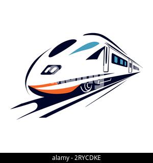 logo-Design für schnelle Züge. Silhouettensymbol für Hochgeschwindigkeitsschienen. Vektorillustration Stock Vektor