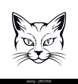 Katzengesicht Ikonenvektor, fröhliche Katzenkopfsilhouette Stock Vektor