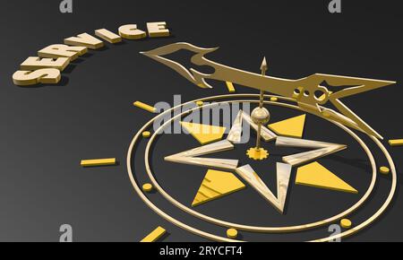 Goldenen Pfeil eines Kompasses zeigt auf das Wort service Stockfoto
