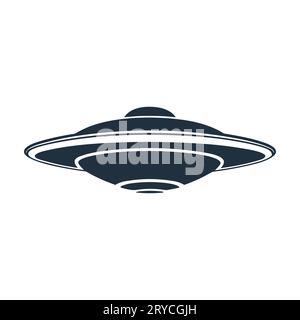 Flaches Ufo-Icon-Design, einfaches Alien-Schifflogo Stock Vektor