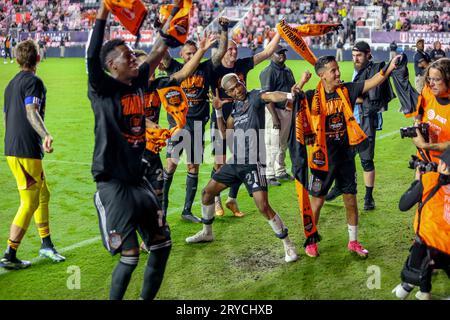 Houston Dynamo Spieler feiern Fort Lauderdale, USA, 27. September 2023 Inter Miami CF gegen Houston Dynamo, Lamar Hunt Open Cup Finale, Credit: CH Stockfoto