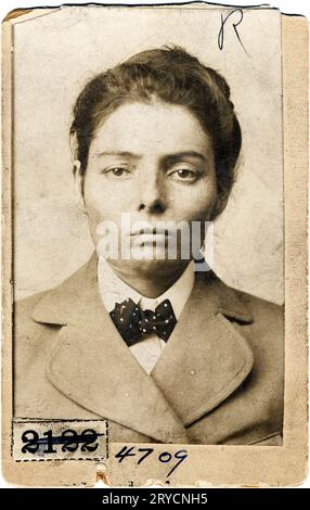 Laura Bullion der Wild Bunch-Bande, Pinkertons Mug Shot, 1893 Laura Bullion, Mitglied der Wild Bunch-Bande, zu der auch der Bandenführer Butch Cassidy gehörte, Stockfoto