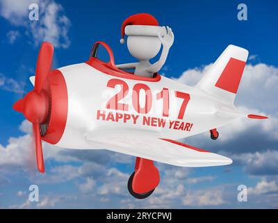 Santa im Flugzeug ein Frohes Neues Jahr 2017 Stockfoto