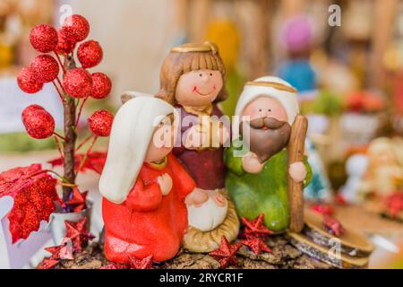 Lebendige Farben der Weihnachtskrippe Stockfoto