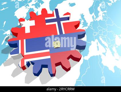 Nationale Flaggen der EFTA-Mitglieder Stockfoto