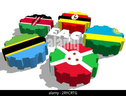 East African Community Mitglieder Nationalflaggen Stockfoto