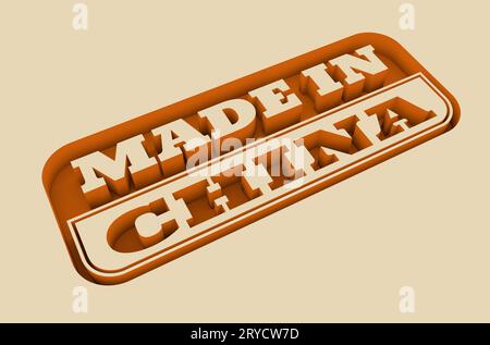 Gravierter Stempel mit „Made in China“-Text Stockfoto