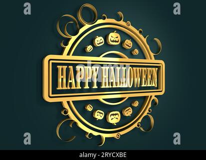 Gravierte Stempel mit Happy Halloween text Stockfoto