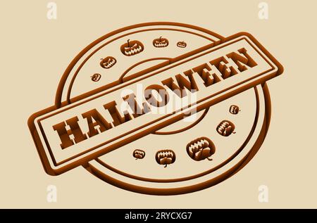 Gravierte Stempel mit Halloween-text Stockfoto