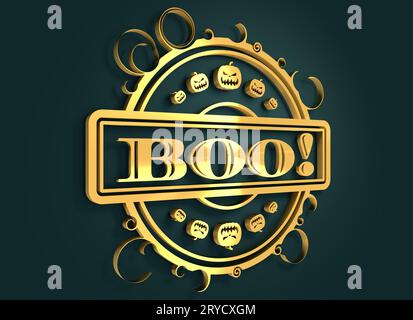 Gravierter Stempel mit Buh-Text Stockfoto