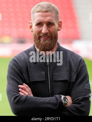 St. Helens, Großbritannien. September 2023 30. SamTompkins vor dem Betfred Super League Eliminator Match St Helens vs Warrington Wolves im Totally Wicked Stadium, St Helens, Großbritannien, 30. September 2023 (Foto: Steve Flynn/News Images) in St Helens, Großbritannien am 30. September 2023. (Foto von Steve Flynn/News Images/SIPA USA) Credit: SIPA USA/Alamy Live News Stockfoto