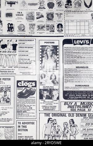 Werbung für Kleidung in der 1970er-Ausgabe des NME New Musical Express Music Paper Stockfoto