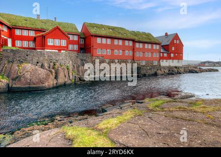 Torshavn und die parlamentsgebäude in Tinganes auf den Färöern Stockfoto