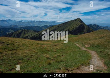 Wandern auf der Nagelfluhkette in den deutschen alpen Stockfoto