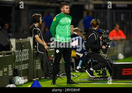 Waalwijk, Niederlande. September 2023 30. WAALWIJK, NIEDERLANDE - SEPTEMBER 30: Viertes offizielles Erwin-Spiel während des niederländischen Eredivisie-Spiels zwischen RKC Waalwijk und Ajax im Mandemakers Stadion am 30. September 2023 in Waalwijk, Niederlande. (Foto: Broer van den Boom/Orange Pictures) Credit: Orange Pics BV/Alamy Live News Stockfoto