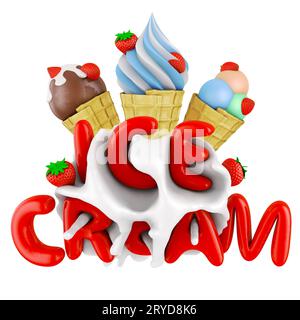 Eis in einer Waffelkegel Stockfoto
