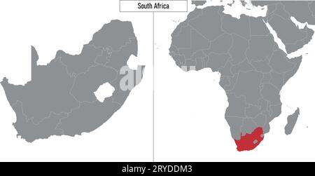 Karte von Südafrika und Lage auf Afrika Karte. Vektorillustration Stock Vektor