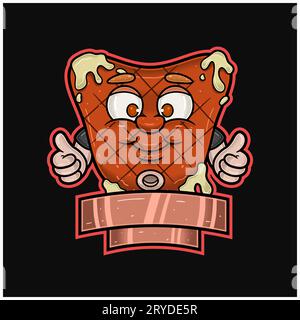 Maskottchen-Cartoon von Steak mit Happy Smile-Gesicht. Leeres Zeichen und frei bearbeitbar. Vektorgrafiken Stock Vektor