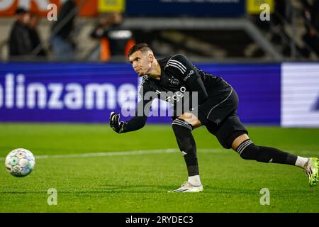 Waalwijk, Niederlande. September 2023 30. WAALWIJK, NIEDERLANDE - SEPTEMBER 30: Torhüter Jay Gorter von Ajax während des niederländischen Eredivisie-Spiels zwischen RKC Waalwijk und Ajax im Mandemakers Stadion am 30. September 2023 in Waalwijk, Niederlande. (Foto: Broer van den Boom/Orange Pictures) Credit: Orange Pics BV/Alamy Live News Stockfoto