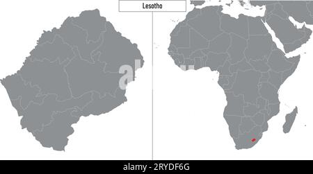 Karte von Lesotho und Lage auf Afrika Karte. Vektorillustration Stock Vektor