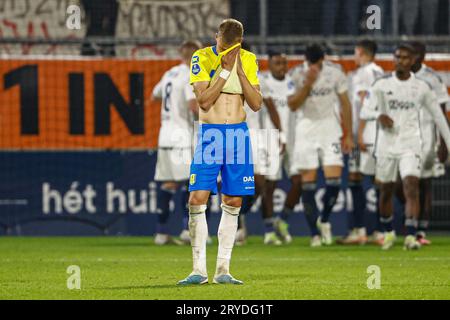 Waalwijk, Niederlande. September 2023 30. WAALWIJK, NIEDERLANDE - SEPTEMBER 30: Julian Lelieveld vom RKC Waalwijk enttäuscht während des niederländischen Eredivisie-Spiels zwischen RKC Waalwijk und Ajax im Mandemakers Stadion am 30. SEPTEMBER 2023 in Waalwijk, Niederlande. (Foto: Broer van den Boom/Orange Pictures) Credit: Orange Pics BV/Alamy Live News Stockfoto