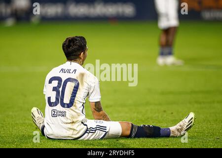 Waalwijk, Niederlande. September 2023 30. WAALWIJK, NIEDERLANDE - SEPTEMBER 30: Gaston Avila von Ajax auf dem Boden während des niederländischen Eredivisie-Spiels zwischen RKC Waalwijk und Ajax im Mandemakers Stadion am 30. September 2023 in Waalwijk, Niederlande. (Foto: Broer van den Boom/Orange Pictures) Credit: Orange Pics BV/Alamy Live News Stockfoto