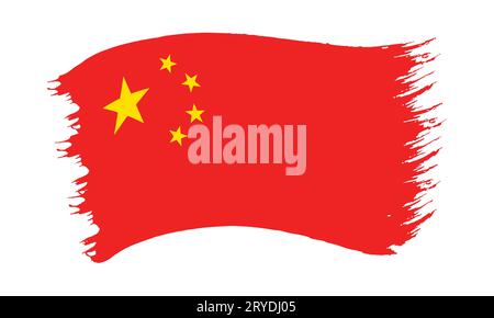 Vector Illustration der Pinselstrich gemalt Nationalflagge von China Republik isoliert auf weißem Hintergrund Stockfoto