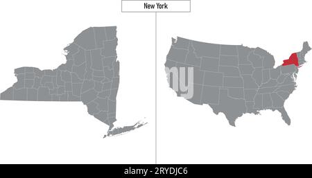 Einfache Karte von New York State of United States und Lage auf USA Karte Stock Vektor