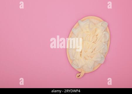 Feminine Badedusche auf rosa Hintergrund Stockfoto