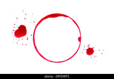 Rotweinfleckring isoliert auf weißem Hintergrund Stockfoto