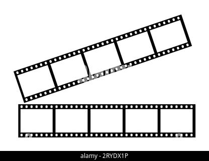 Schließen Sie zwei Streifen von fünf leere Rahmen der klassischen 35-mm-Streifen auf weißem Hintergrund Stockfoto